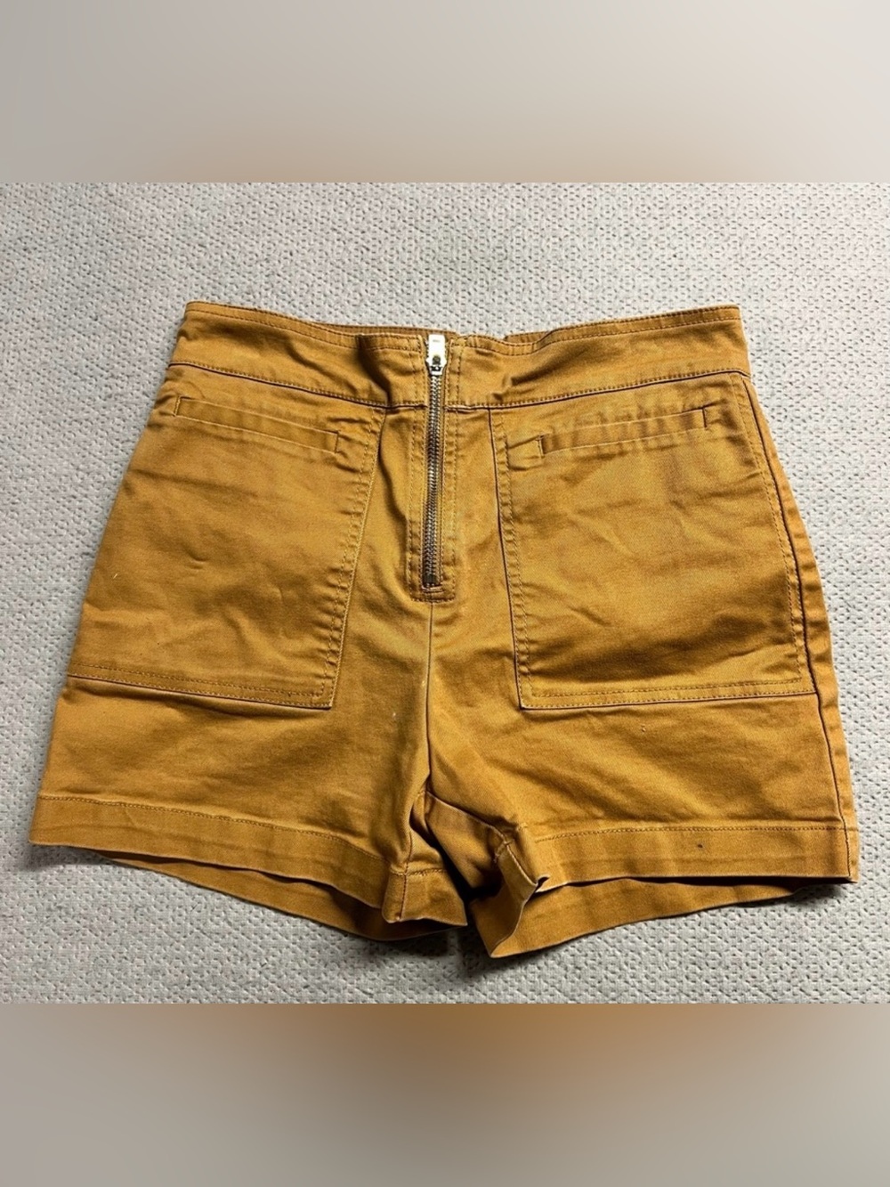 Madewell Mustard/Tan High-Rise Utility Shorts